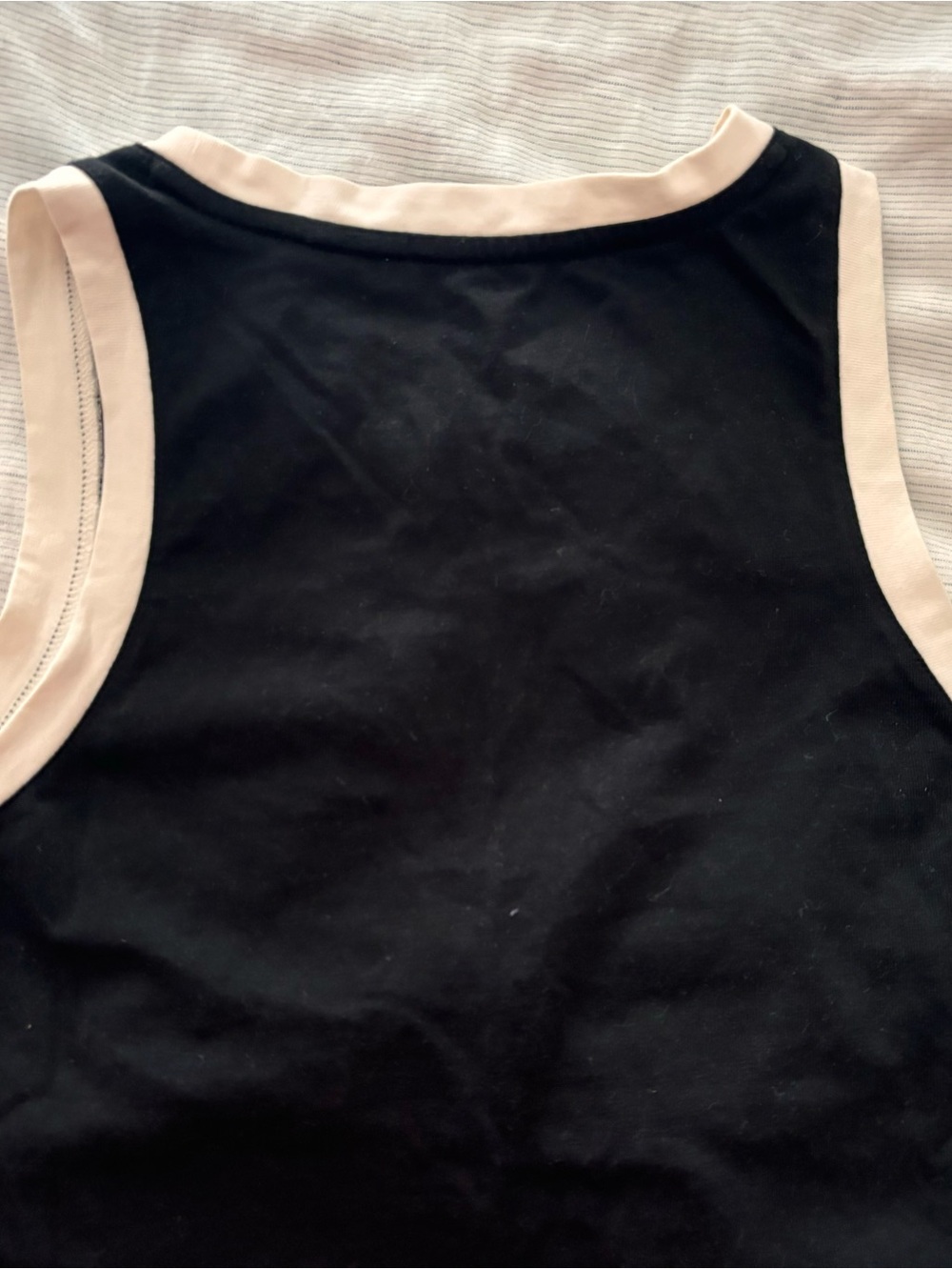 LOFT Women’s Black Tank with Cream Contrast Trim